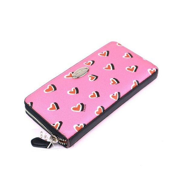 NWT Coach RED HEART Accordion Zip Wallet in Pink - Picture 5 of 8